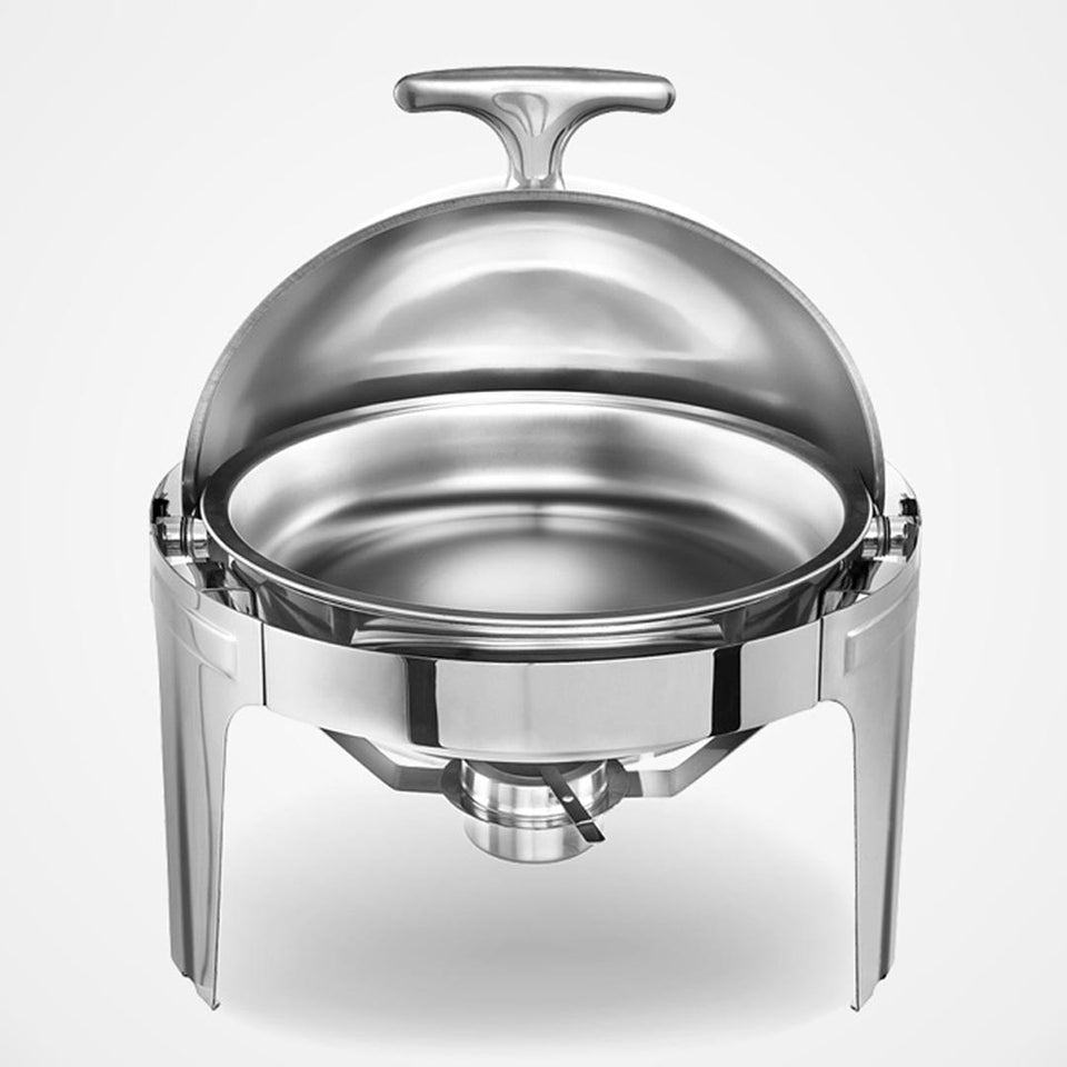 SOGA 6L Stainless Steel Chafing Food Warmer Catering Dish Round Roll Top