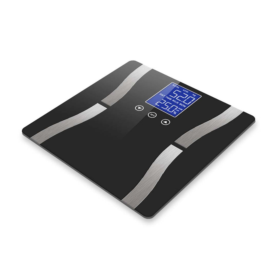 SOGA 2X Glass LCD Digital Body Fat Scale Bathroom Electronic Gym Water Weighing Scales Black/White
