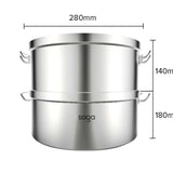 SOGA Commercial 304 Stainless Steel Steamer With 2 Tiers Top Food Grade 28*18cm