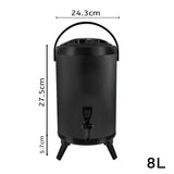 SOGA 4X 8L Stainless Steel Insulated Milk Tea Barrel Hot and Cold Beverage Dispenser Container with Faucet Black