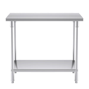 SOGA 2-Tier Commercial Catering Kitchen Stainless Steel Prep Work Bench Table 100*70*85cm
