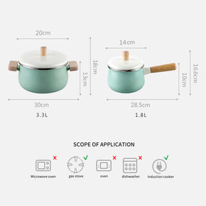 22cm Enamel Milk Pot Ceramic Saucepan with Lid Stockpot Set Pink