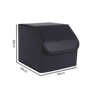 SOGA Leather Car Boot Collapsible Foldable Trunk Cargo Organizer Portable Storage Box Black Small