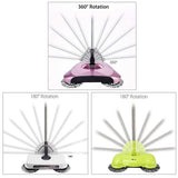 SOGA 2x Hand Push Sweeper Broom Lazy Auto Spin Household Cleaning No Electricity Purple