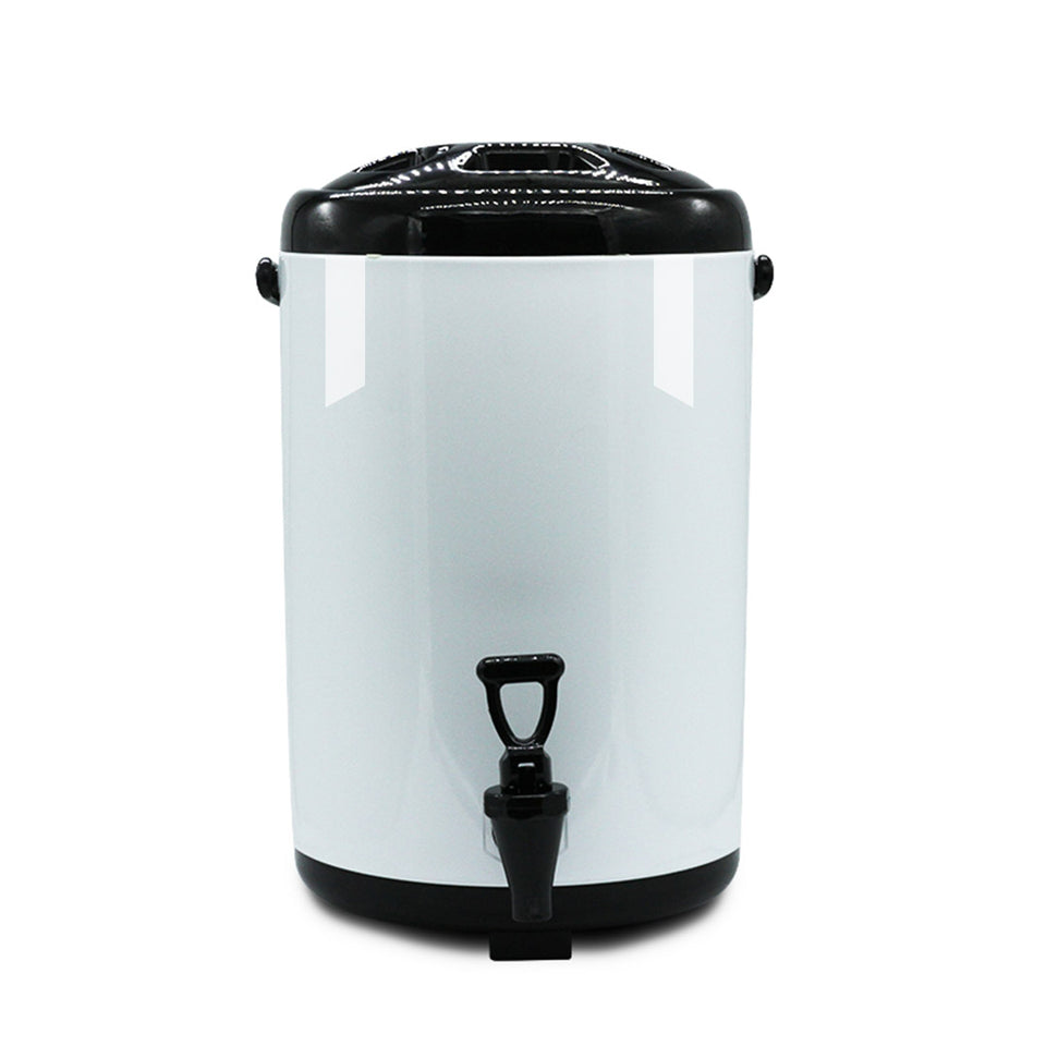 SOGA 4X 14L Stainless Steel Insulated Milk Tea Barrel Hot and Cold Beverage Dispenser Container with Faucet White