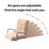 SOGA 4X Foldable Lounge Cushion Adjustable Floor Lazy Recliner Chair with Armrest Khaki