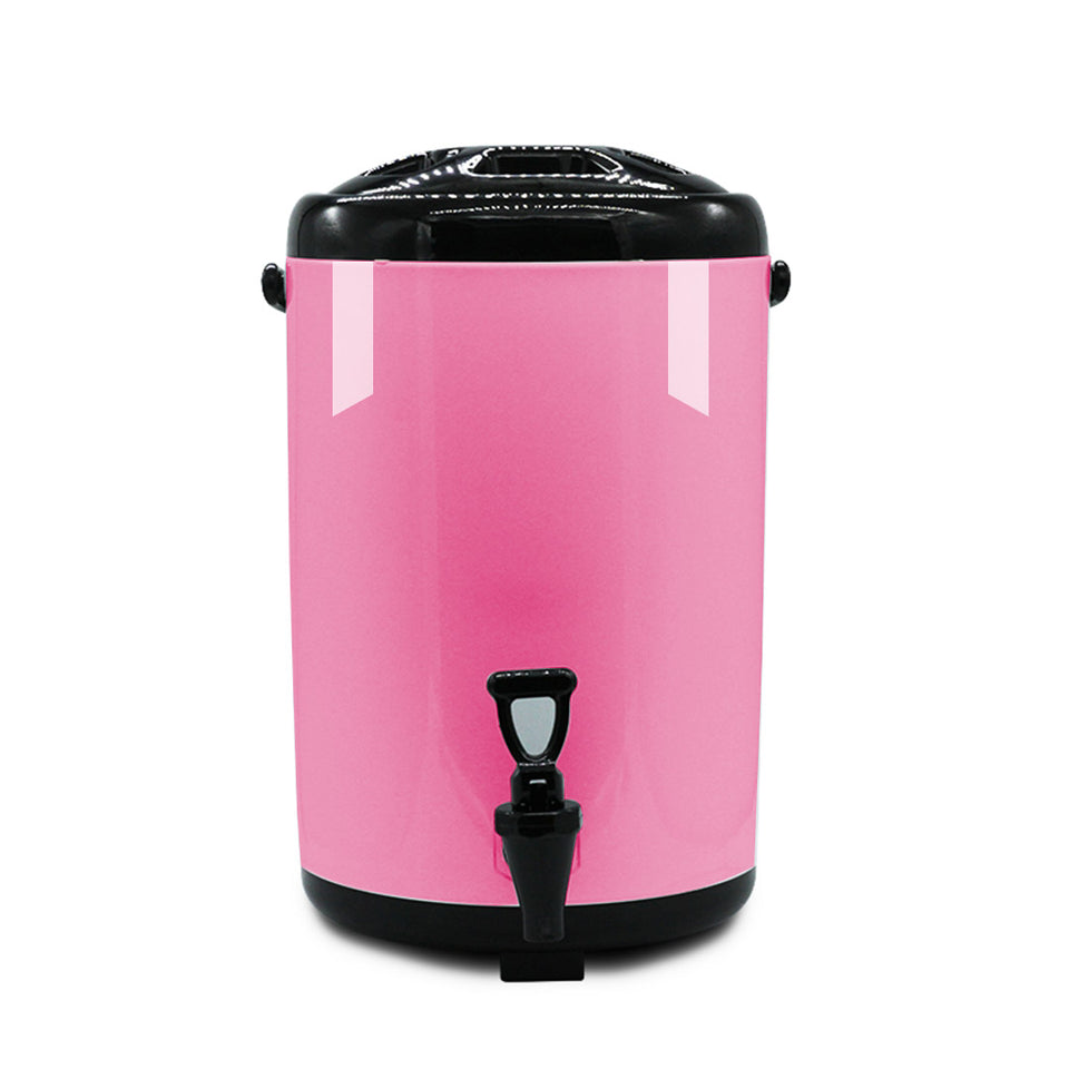 SOGA 2X 8L Stainless Steel Insulated Milk Tea Barrel Hot and Cold Beverage Dispenser Container with Faucet Pink