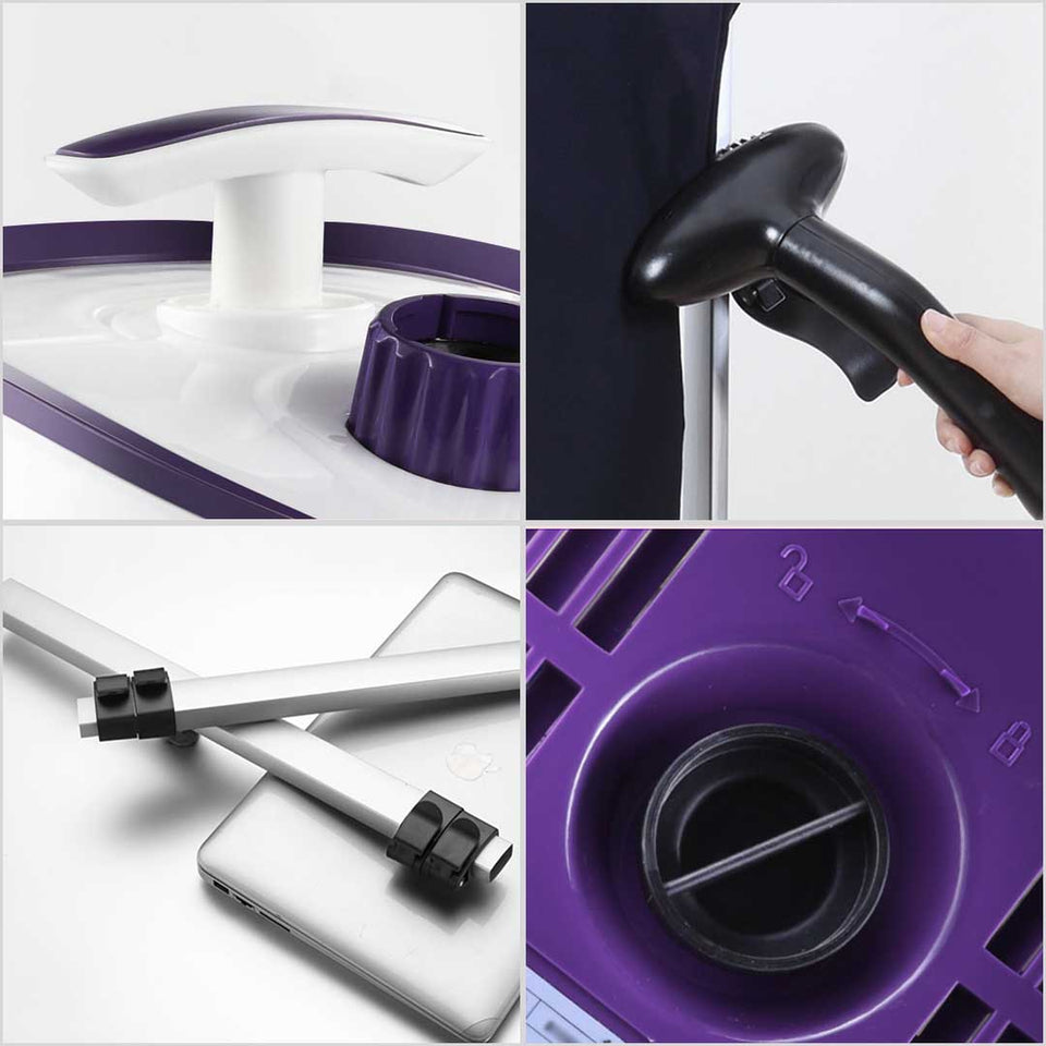 SOGA Garment Steamer Vertical Twin Pole Clothes 1700ml 1800w Steaming Kit Purple