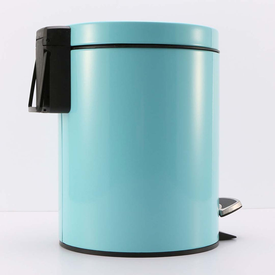 SOGA 7L Modern Foot Pedal Trash Bin Waste Kitchen Bathroom Stainless Steel Round Blue