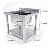 SOGA Commercial Kitchen Sink Work Bench Stainless Steel Food Prep Table 70*70*85cm