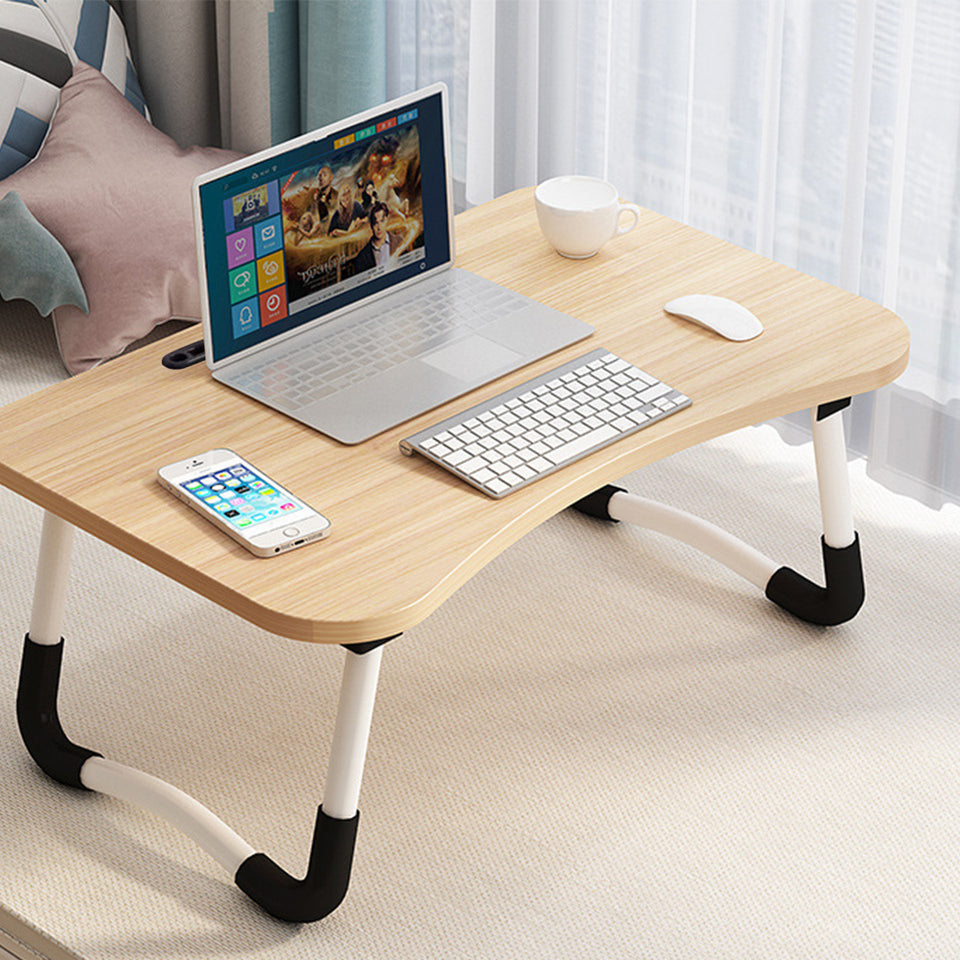 SOGA Walnut Portable Bed Table Adjustable Foldable Bed Sofa Study Table Laptop Mini Desk with Notebook Stand Card Slot Holder Home Decor