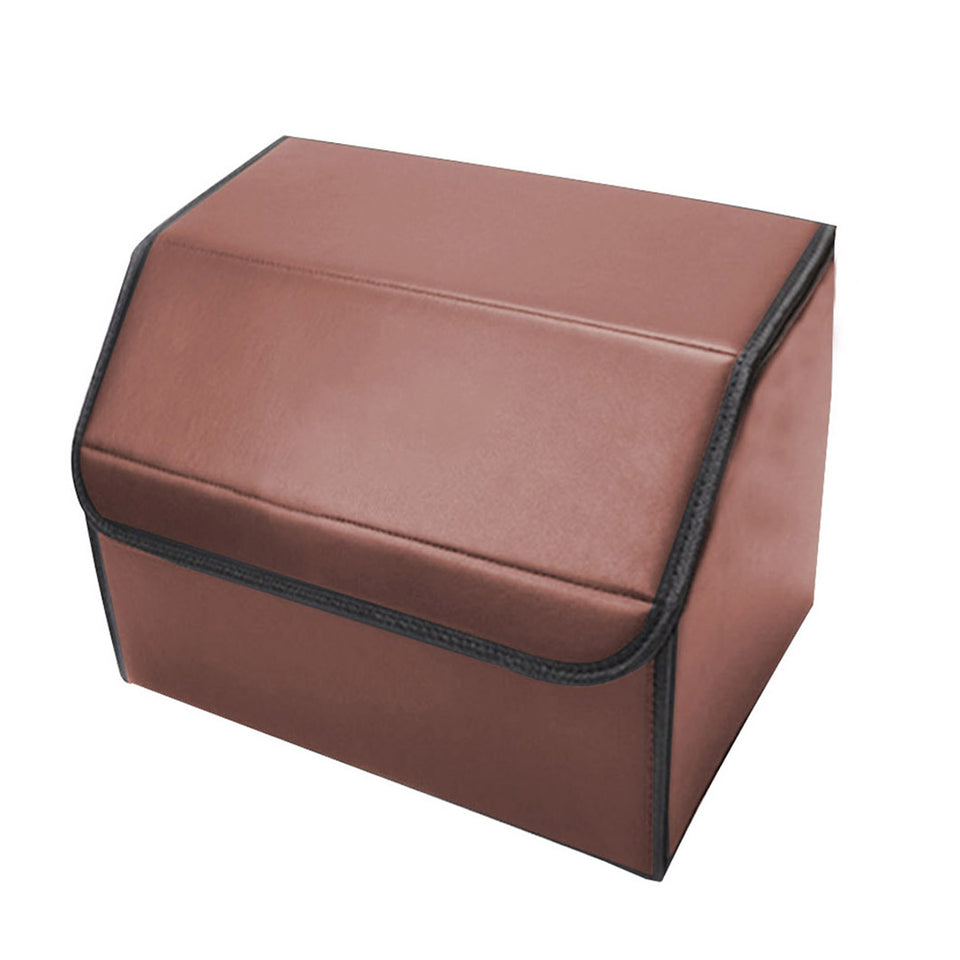 SOGA 4X Leather Car Boot Collapsible Foldable Trunk Cargo Organizer Portable Storage Box Coffee Small