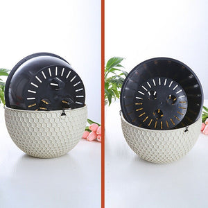 SOGA 2-Pack White Medium Hanging Resin Self-Watering Flower Pot Planter