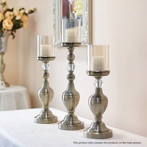 SOGA 37.4cm Glass Candlestick Candle Holder Stand Pillar Glass/Iron Metal