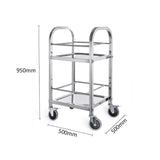SOGA 2X 2 Tier Stainless Steel Square Tube Drink Wine Utility Cart 500x500x950mm