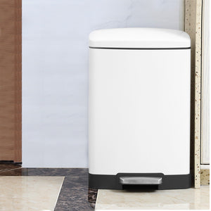 SOGA 2-Pack 12L White Stainless Steel Foot Pedal Trash Bin