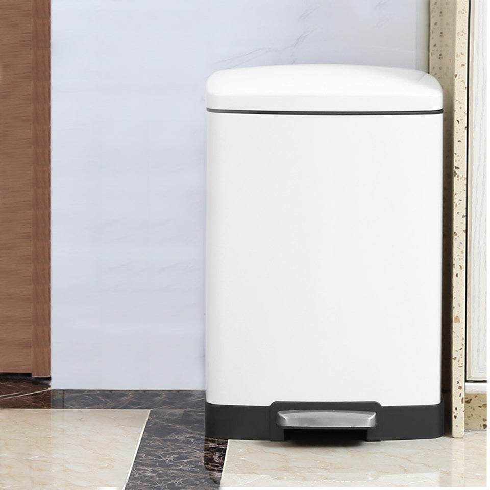 SOGA 2-Pack 12L White Stainless Steel Foot Pedal Trash Bin