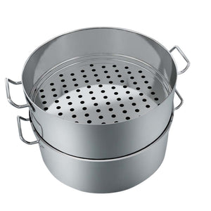 SOGA 2X Commercial 304 Stainless Steel Steamer With 2 Tiers Top Food Grade 35*22cm