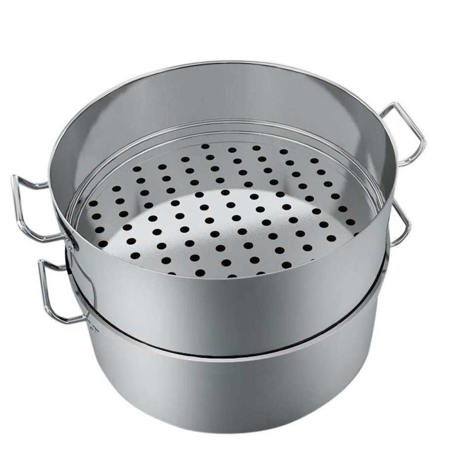 SOGA 2X Commercial 304 Stainless Steel Steamer With 2 Tiers Top Food Grade 35*22cm