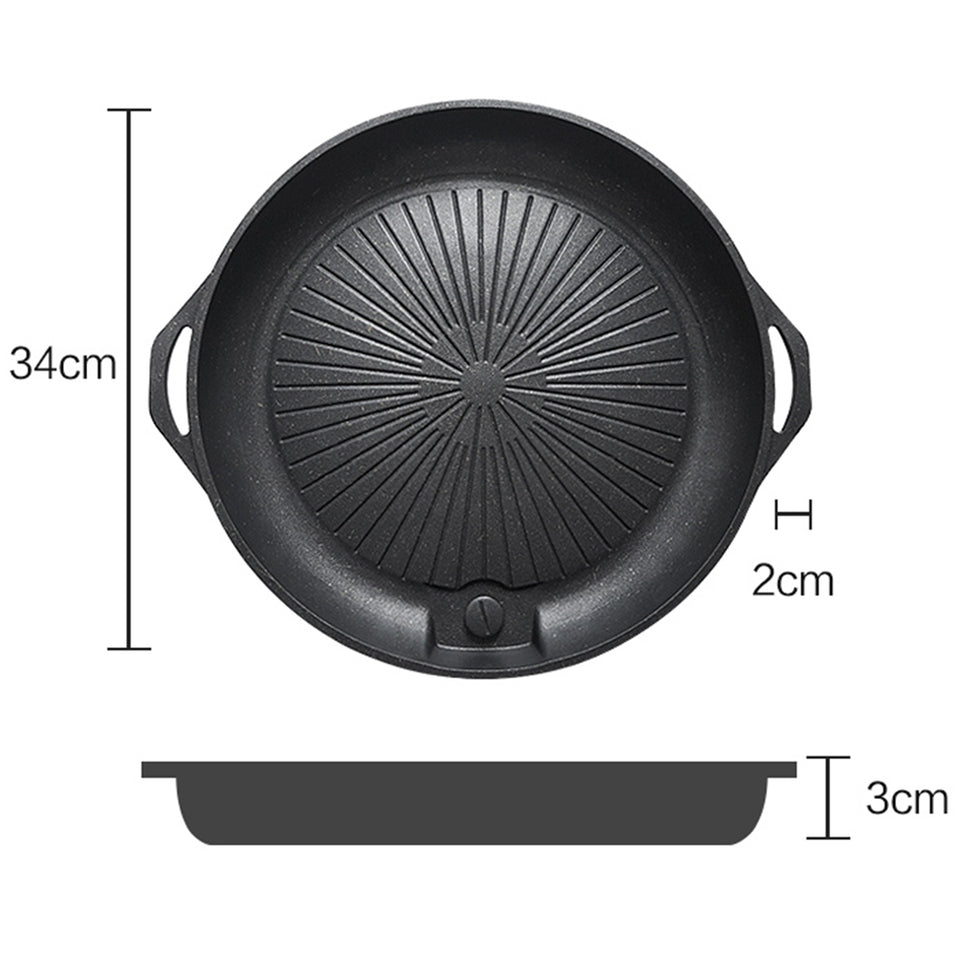 SOGA Non Stick Stone Coated Korean BBQ Grill Plate Round
