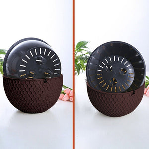 SOGA Coffee Medium Hanging Resin Flower Pot Self Watering Basket Planter Outdoor Garden Decor