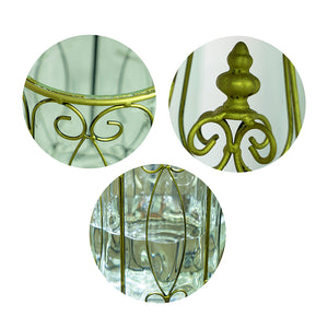 SOGA European Clear Glass Cylinder Flower Vase Solid Base with Gold Metal Pattern