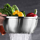 SOGA 2X Stainless Steel Nesting Basin Colander Perforated Kitchen Sink Washing Bowl Metal Basket Strainer Set of 3