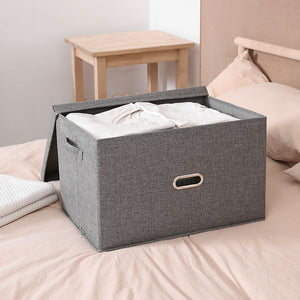 SOGA Grey Large Foldable Canvas Storage Box Cube Clothes Basket Organiser Home Decorative Box