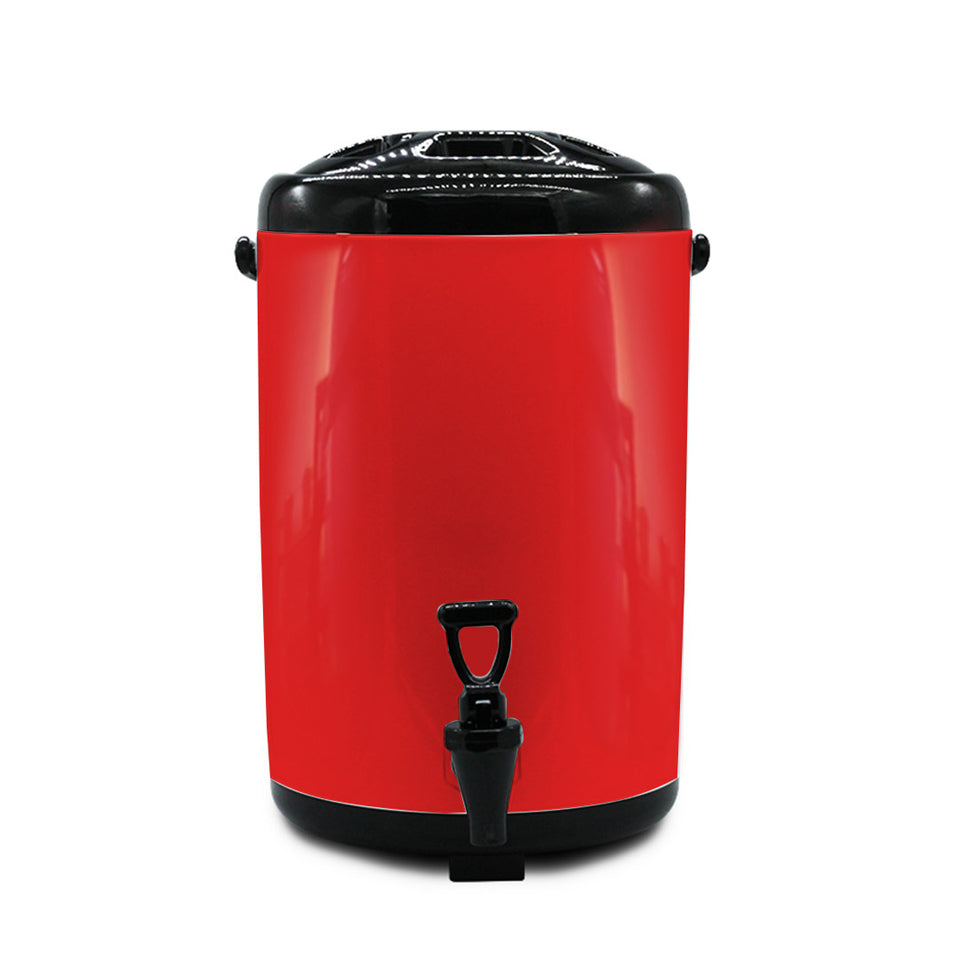 SOGA 8X 16L Stainless Steel Insulated Milk Tea Barrel Hot and Cold Beverage Dispenser Container with Faucet Red