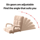 SOGA Foldable Lounge Cushion Adjustable Floor Lazy Recliner Chair with Armrest Khaki
