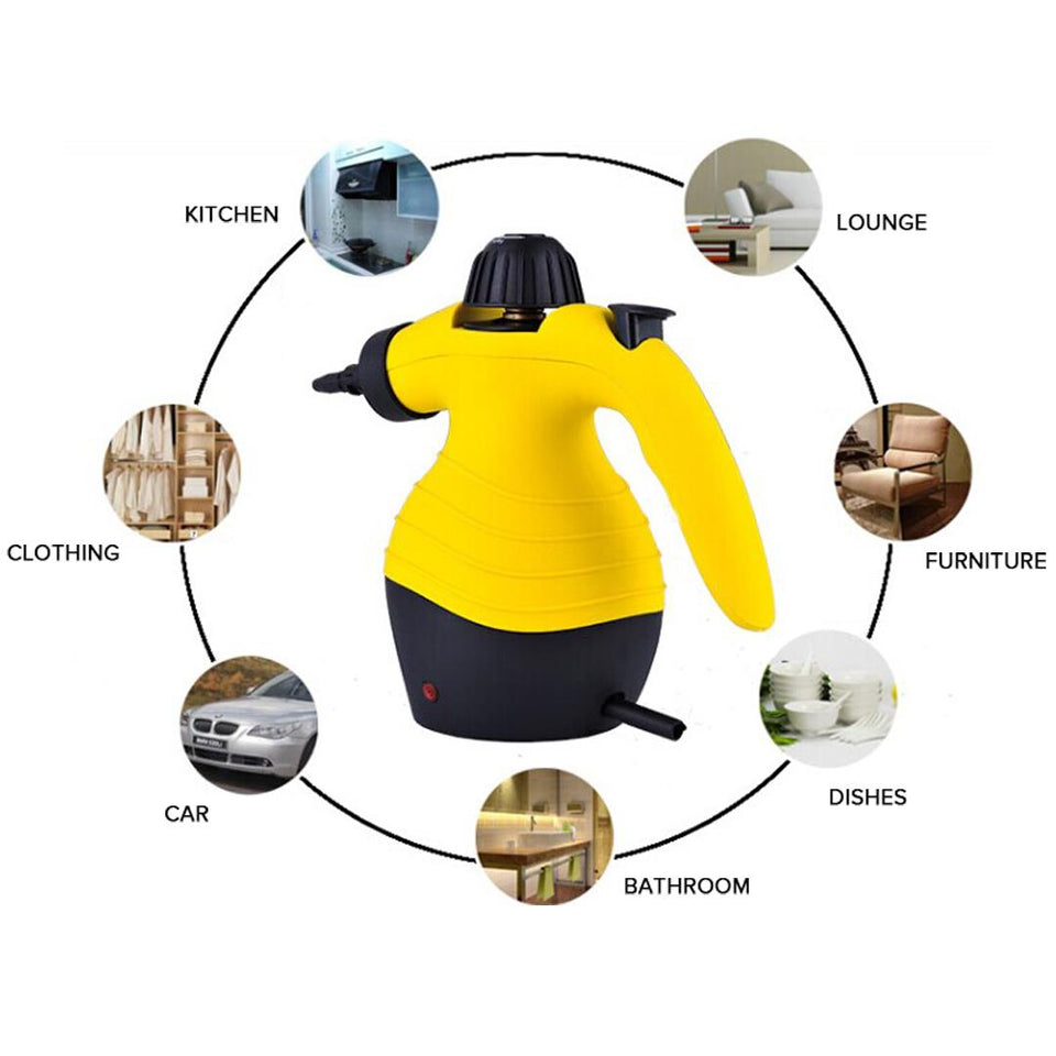 1000w Portable Handheld Handy Steam Cleaner Floor Carpet Steamer Washer Pressure Yellow