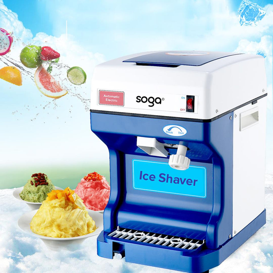 SOGA Ice Shaver Commercial Electric Stainless Steel Ice Crusher Slicer Machine 120KG/h