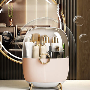 SOGA Pink Transparent Countertop Makeup Organiser Cosmetic Storage Waterproof Dustproof Bathroom Skincare Holder with Lid