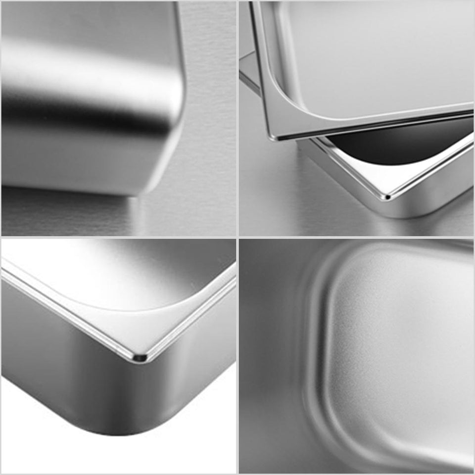 SOGA 6X Gastronorm GN Pan Full Size 1/3 GN Pan 6.5 cm Deep Stainless Steel Tray with Lid