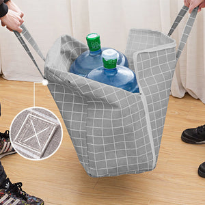 SOGA Grey Plaid Medium Storage Luggage Bag Double Zipper Foldable Travel Organiser Essentials