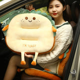 SOGA Smiley Face Toast Bread Cushion Stuffed Car Seat Plush Cartoon Back Support Pillow Home Decor