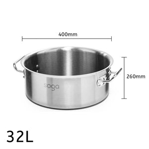 SOGA Stock Pot 32L Top Grade Thick Stainless Steel Stockpot 18/10 Without Lid