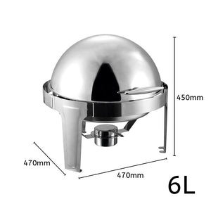 SOGA 6L Stainless Steel Chafing Food Warmer Catering Dish Round Roll Top
