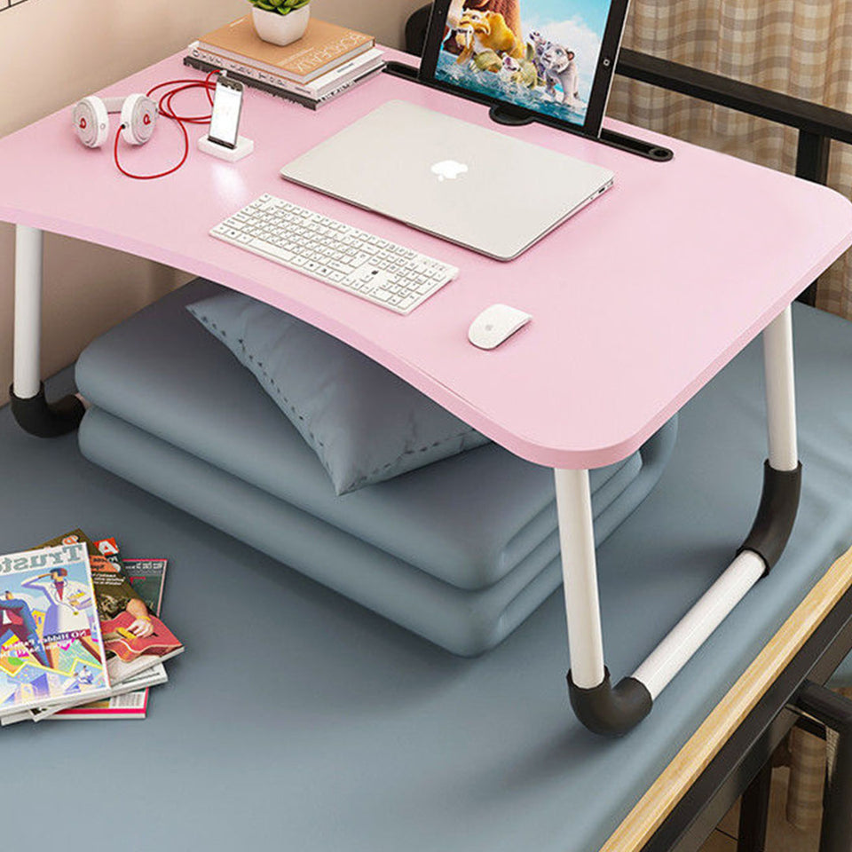 SOGA 2X Pink Portable Bed Table Adjustable Foldable Bed Sofa Study Table Laptop Mini Desk with Notebook Stand Card Slot Holder Home Decor