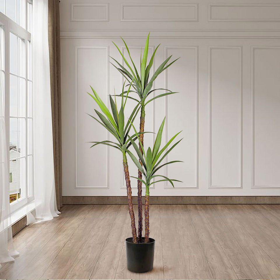 SOGA 4X 150cm Artificial Natural Green Dracaena Yucca Tree Fake Tropical Indoor Plant Home Office Decor