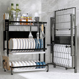 SOGA 2-Pack 3-Tier Steel Black Kitchen Drying Rack & Dish Drainer Organizer
