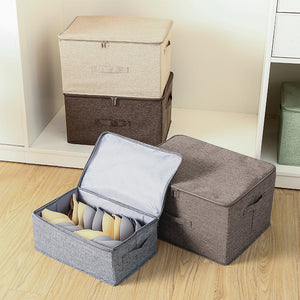 SOGA Coffee Large Portable Double Zipper Storage Box Moisture Proof Clothes Basket Foldable Home Organiser