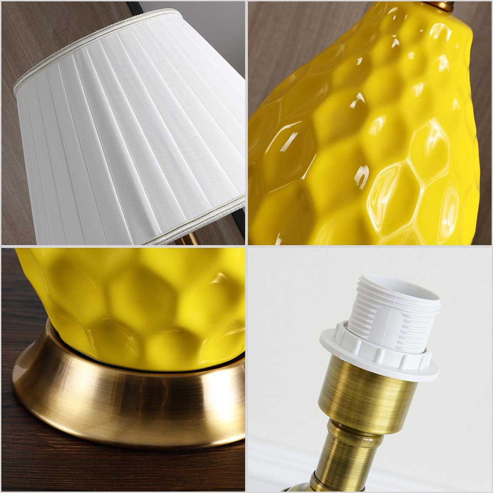 SOGA 2X Textured Ceramic Oval Table Lamp with Gold Metal Base Blue