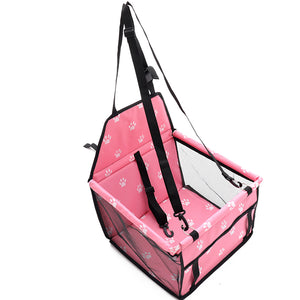 SOGA Waterproof Pet Booster Car Seat Breathable Mesh Safety Travel Portable Dog Carrier Bag Pink