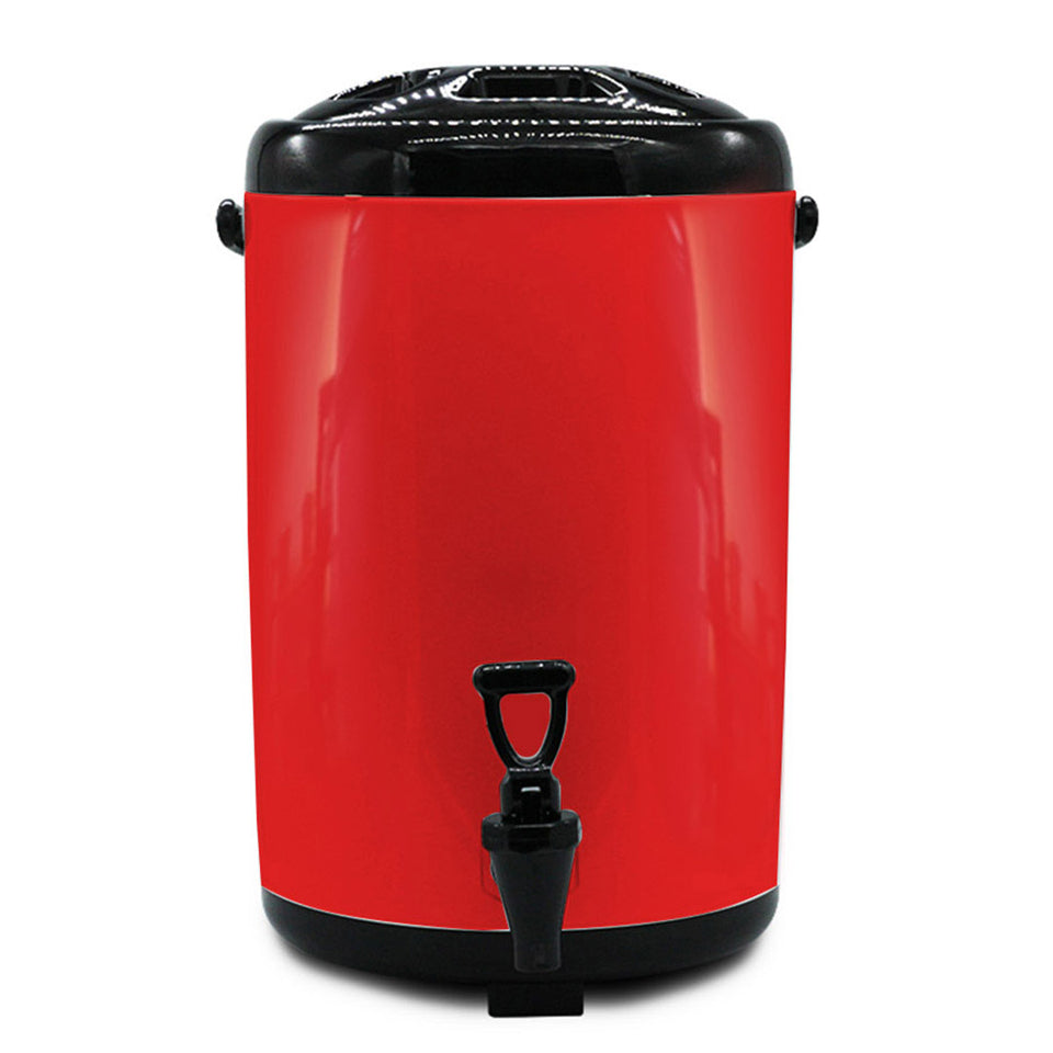 SOGA 8X 8L Stainless Steel Insulated Milk Tea Barrel Hot and Cold Beverage Dispenser Container with Faucet Red
