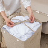 SOGA Beige Medium Collapsible Laundry Hamper Storage Box Foldable Canvas Basket Home Organiser Decor