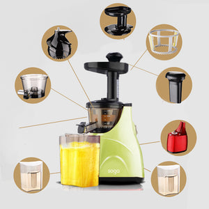 SOGA 2X Slow Juicer Premium Masticating Electric Vegetable Juice Extractor Green