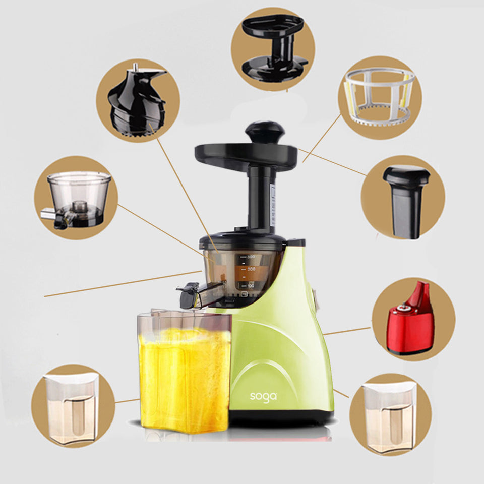 SOGA 2X Slow Juicer Premium Masticating Electric Vegetable Juice Extractor Green