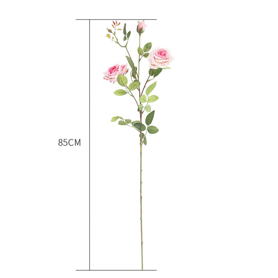 SOGA 85cm Green Glass Tall Floor Vase and 12pcs Pink Artificial Fake Flower Set