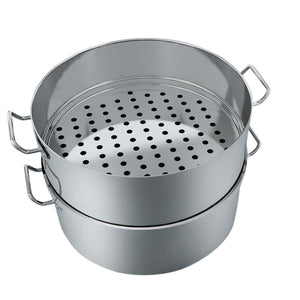 SOGA 2X Commercial 304 Stainless Steel Steamer With 2 Tiers Top Food Grade 28*18cm